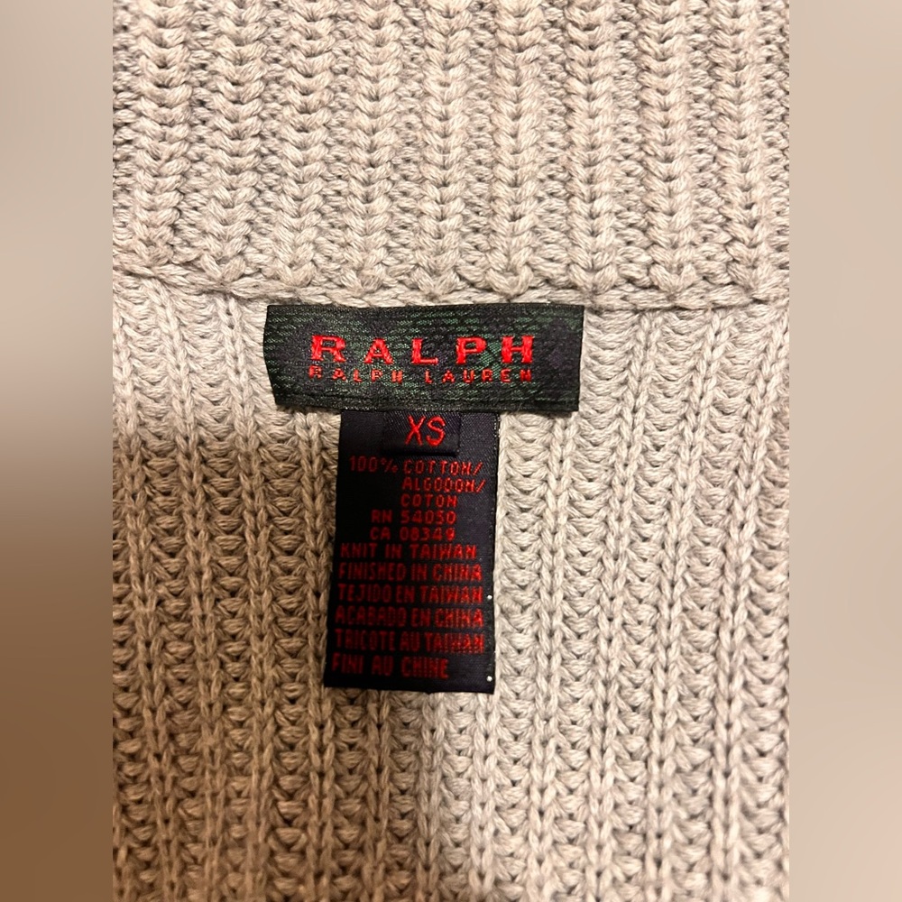 RALPH Ralph Lauren XS Light Gray 100% Wool Knit Long Cardigan Sweater